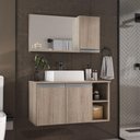 Ver imagem 1 de Conjunto Gabinete Banheiro Virtus 80cm - Gabinete + Cuba + Espelheira Madeirado Inteiro