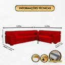 Ver imagem 2 de Sofá Magno 3.77x2.37m de Canto, Retrátil e Reclinável - Vermelho