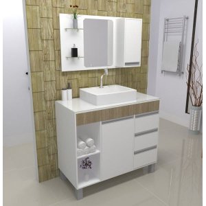 Gabinete / Armário Banheiro Fit Supreme 97 cm - Carvalho