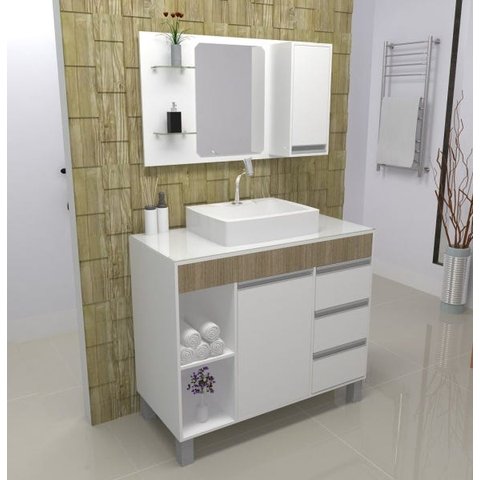 Gabinete / Armário Banheiro Fit Supreme 97 cm - Carvalho