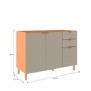 Ver imagem 3 de Balcão Pia 120cm 3 Portas 2 Gavetas Karine Ii Yescasa Laranja/Angelin/Nude