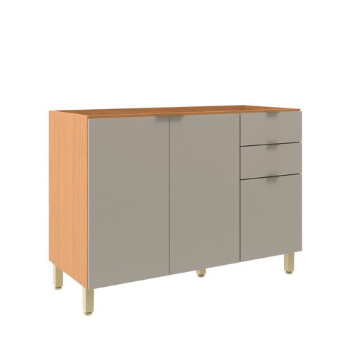 Balcão Pia 120cm 3 Portas 2 Gavetas Karine Ii Yescasa Laranja/Angelin/Nude