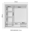 Ver imagem 5 de Guarda-roupa Casal 3 Portas de Correr de Espelho 4 Gavetas Branco Sublime Plus Madesa