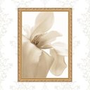 Ver imagem 1 de Quadro Moldura Dourada Flor Bege 45x34cm:com Vidro