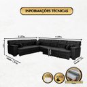 Ver imagem 2 de Sofá Magno 2.37x4.57m de Canto, Retrátil e Reclinável - Preto