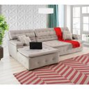 Ver imagem 1 de Sofá Orlando 2.40x1.50m com Chaise, Retrátil e Reclinável - Avelã