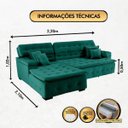 Ver imagem 3 de Sofá Orlando 2.20x2.10m com Chaise, Retrátil e Reclinável - Verde