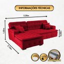 Ver imagem 2 de Sofá Orlando 2.20x2.10m com Chaise, Retrátil e Reclinável - Vermelho