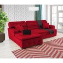 Ver imagem 1 de Sofá Orlando 2.20x2.10m com Chaise, Retrátil e Reclinável - Vermelho