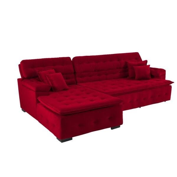 Sofá Orlando 2.40x1.50m com Chaise, Retrátil e Reclinável - Vermelho - 4