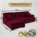 Ver imagem 3 de Sofá Orlando 2.40x1.50m com Chaise, Retrátil e Reclinável - Vinho