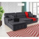 Ver imagem 1 de Sofá Orlando 2.40x1.70m com Chaise, Retrátil e Reclinável - Chumbo