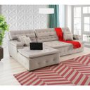 Ver imagem 1 de Sofá Orlando 2.40x1.70m com Chaise, Retrátil e Reclinável - Avelã