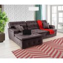 Ver imagem 3 de Sofá Orlando 2.40x1.70m com Chaise, Retrátil e Reclinável - Marrom