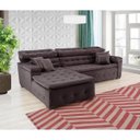 Ver imagem 1 de Sofá Orlando 2.40x1.70m com Chaise, Retrátil e Reclinável - Marrom