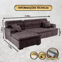 Ver imagem 4 de Sofá Orlando 2.40x1.70m com Chaise, Retrátil e Reclinável - Marrom