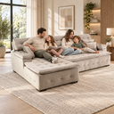 Ver imagem 5 de Sofá Orlando 2.40x1.90m com Chaise, Retrátil e Reclinável - Bege