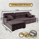 Ver imagem 3 de Sofá Orlando 2.40x1.90m com Chaise, Retrátil e Reclinável - Marrom