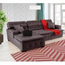 Ver imagem 1 de Sofá Orlando 2.40x1.90m com Chaise, Retrátil e Reclinável - Marrom