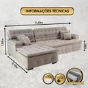 Ver imagem 3 de Sofá Orlando 2.40x2.10m com Chaise, Retrátil e Reclinável - Avelã