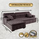 Ver imagem 3 de Sofá Orlando 2.40x2.10m com Chaise, Retrátil e Reclinável - Marrom
