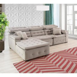 Sofá Orlando 2.80x1.50m com Chaise, Retrátil e Reclinável - Avelã - 3