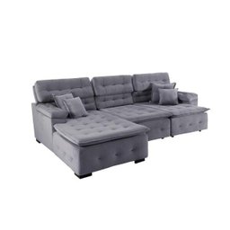 Sofá Orlando 2.80x1.50m com Chaise, Retrátil e Reclinável - Chumbo - 4
