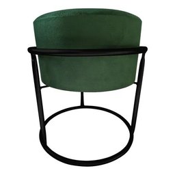 Puff Argola Redondo Verde Musgo Base Metal Preta - 1
