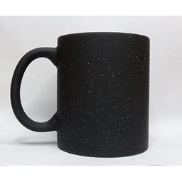 CANECA DE CERÂMICA RESINADA MÁGICA COM GLITTER PRETA (CORAÇÃO) - 1
