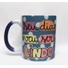 CANECA DE CERAMICA RESINADA MÁGICA COM GLITTER AZUL (DIA LINDO) - 1