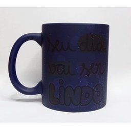 CANECA DE CERAMICA RESINADA MÁGICA COM GLITTER AZUL (DIA LINDO) - 2