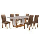 Ver imagem 1 de Mesa de Jantar Milena 180cm Tampo MDF Vidro Canto Copo com 6 Cadeiras Lorena Moderna Mobília