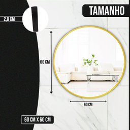 Espelho Redondo 60cm com Moldura Alumínio Preto - 5