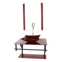 Ver imagem 1 de GABINETE DE VIDRO PARA BANHEIRO 60CM AP CUBA QUADRADA VERMELHO CEREJA FULL COM TORNEIRA CROMADA