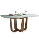 Ver imagem 1 de Mesa Jantar Retangular Lovaina Madeira Tampo Vidro Branco 4 Lugares - 1,80x0,90M