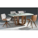 Ver imagem 2 de Mesa Jantar Retangular Lovaina Madeira Tampo Vidro Branco 4 Lugares - 1,80x0,90M