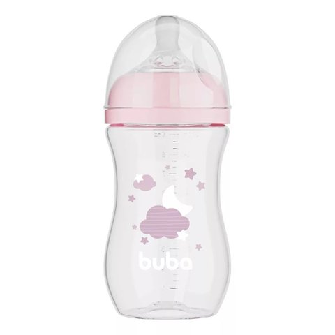 Mamadeira Rosa Anticólica 330ml para Bebês de + 4 Meses Buba