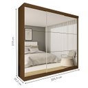 Ver imagem 3 de Guarda-roupa Casal 3 Portas de Correr 4 Gavetas e 9 Espelhos Rennes - Freijó