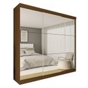 Ver imagem 2 de Guarda-roupa Casal 3 Portas de Correr 4 Gavetas e 9 Espelhos Rennes - Freijó