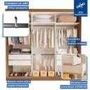 Ver imagem 4 de Guarda-roupa Casal 3 Portas de Correr 4 Gavetas e 9 Espelhos Rennes - Freijó