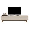 Rack Bancada para TV até 60 Polegadas 3 Gavetas Classic I04 Off White/Freijó - Mpozenato - 6