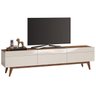 Rack Bancada para TV até 60 Polegadas 3 Gavetas Classic I04 Off White/Freijó - Mpozenato - 1
