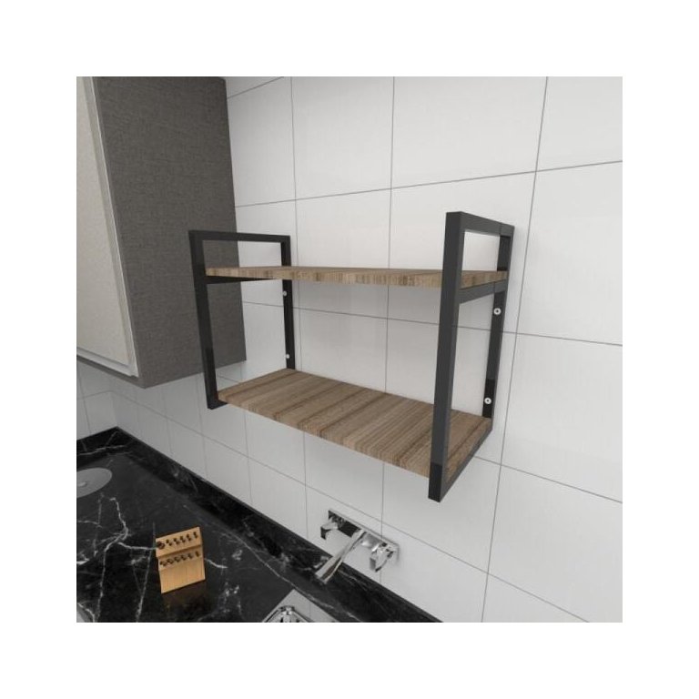 Prateleira Industrial para Cozinha - Aço Preto - 30cm - Modelo Ind01