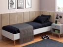 Ver imagem 1 de Conjunto Cabeceira Painel Estofada para Cama de Solteiro - Bege
