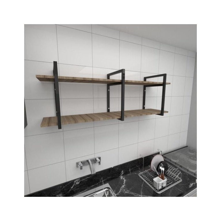 Prateleira industrial para cozinha aço cor preto prateleiras 30cm modelo ind05