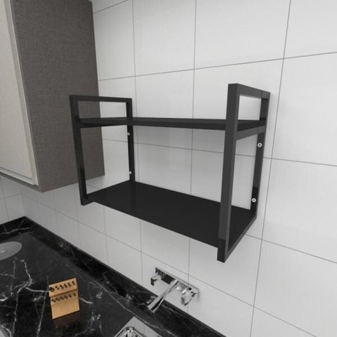 Prateleira Industrial para Cozinha - Aço Preto - 30cm - Modelo Ind01