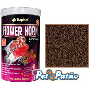 TROPICAL FLOWER HORN YOUNG PELLET 380G - RAÇÃO PARA FLOWER HORN FILHOTE - UN