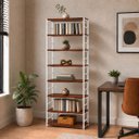Ver imagem 2 de Estante Multiuso Organizador Livreiro Estilo Industrial 180x80 Branco Mogno