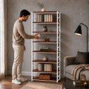 Ver imagem 3 de Estante Multiuso Organizador Livreiro Estilo Industrial 180x80 Branco Mogno