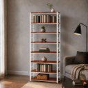 Ver imagem 1 de Estante Multiuso Organizador Livreiro Estilo Industrial 180x80 Branco Mogno
